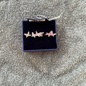 Swarovski set of 3 Lilia butterfly rings